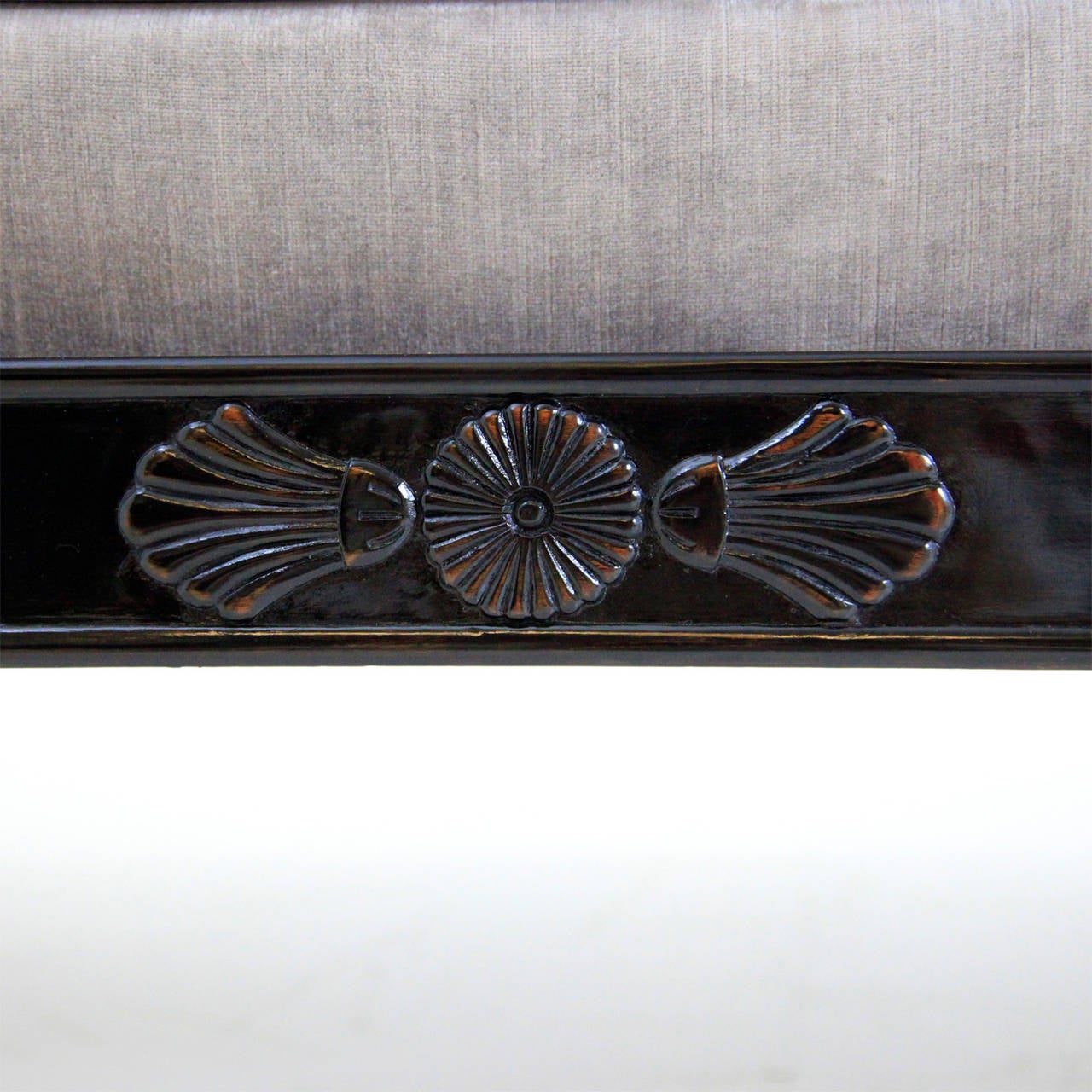 Fabric French Ebonized Recamier or Couch, circa 1830s