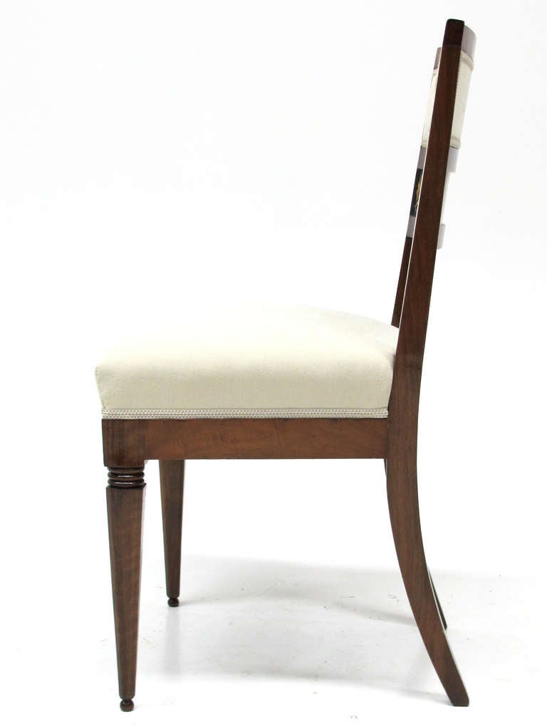 Walnut Set of Six Italian Biedermeier Chairs, circa 1820