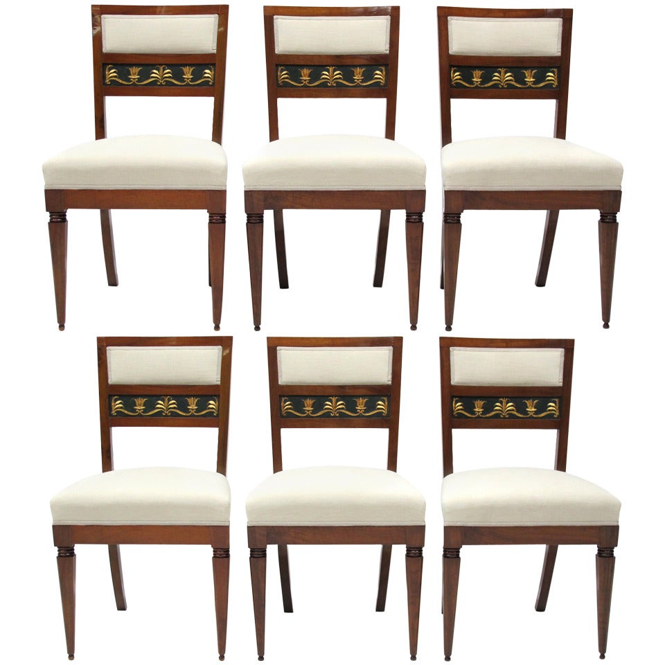 Set of Six Italian Biedermeier Chairs, circa 1820