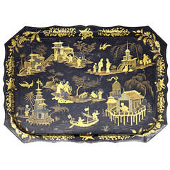 French Chinoiserie Tray from the 19th Century French Chinoiserie Tray from the 19th Century