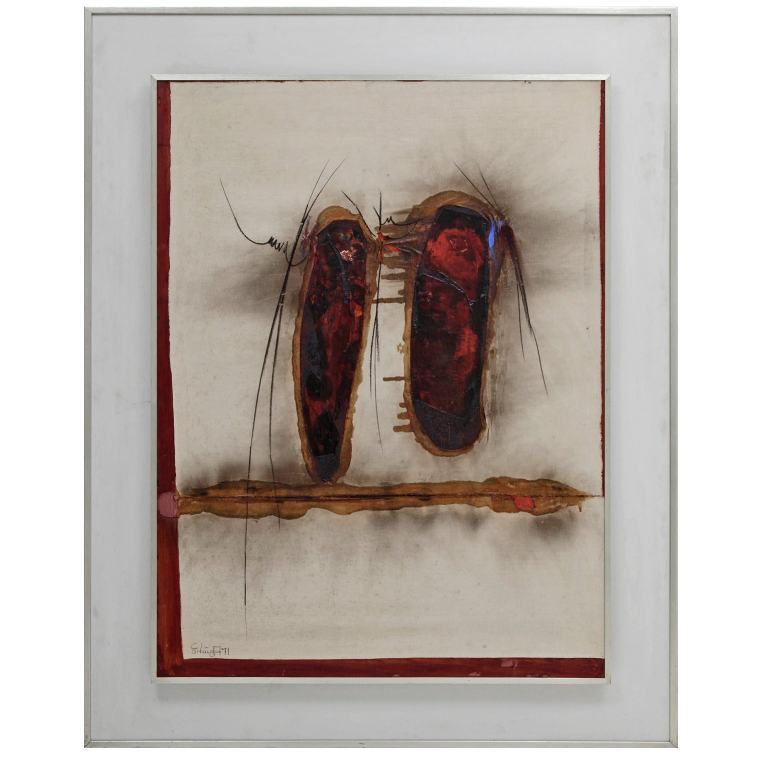 Collage Painting by Poul Esting, Lungs, 1971