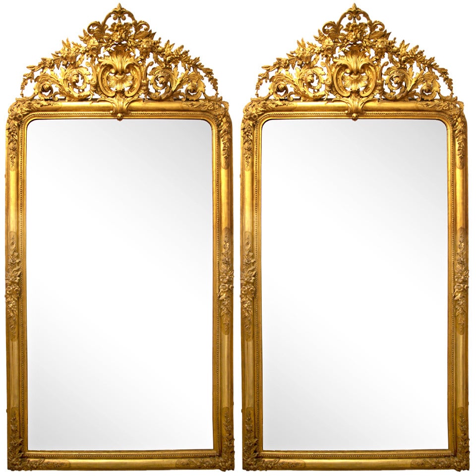 Pair of Spectacular French Mirrors, 1860s