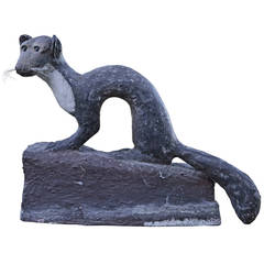 Cast Stone Weasel Sculpture by Kiefer, from the 1950s.