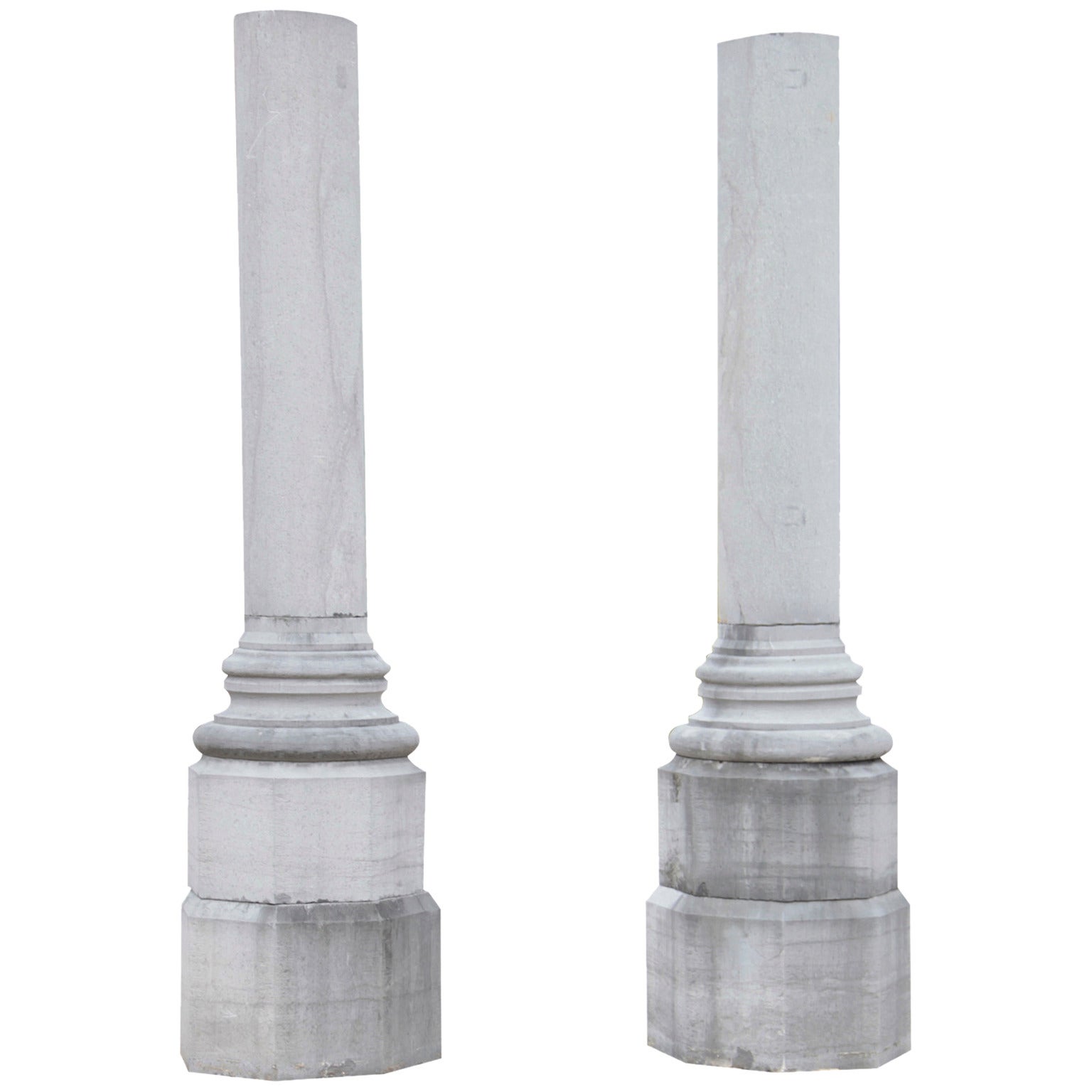 Monumental Pair of Marble Columns