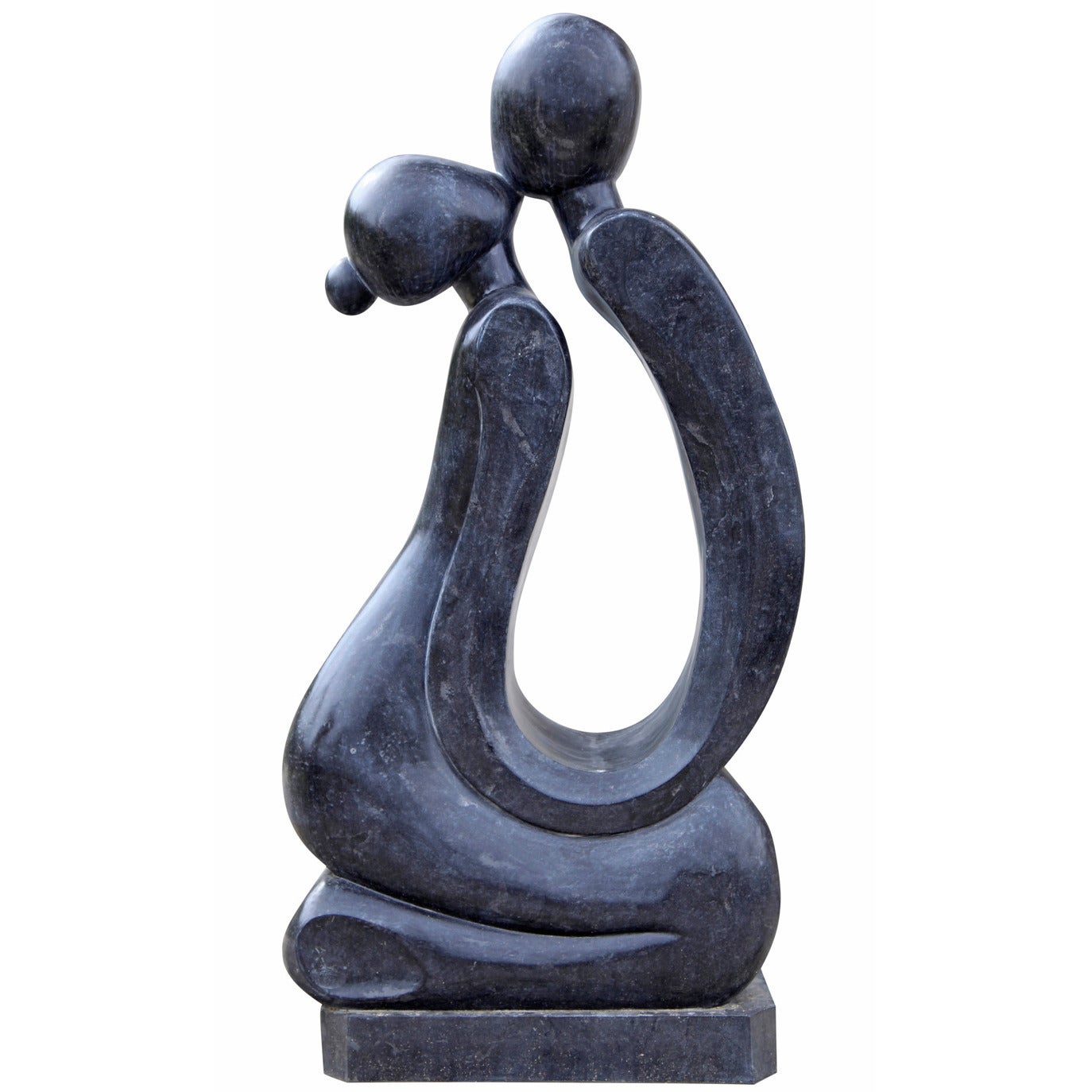 Marble Sculpture of a Kissing Couple in Abstract Shapes