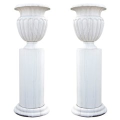 Pair of Monumental Marble Park Vases with Socket from the 20th Century