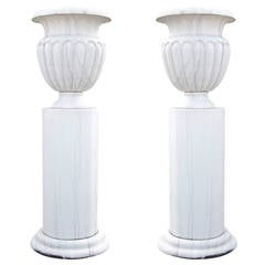 Pair of Monumental Marble Park Vases with Socket from the 20th Century 5