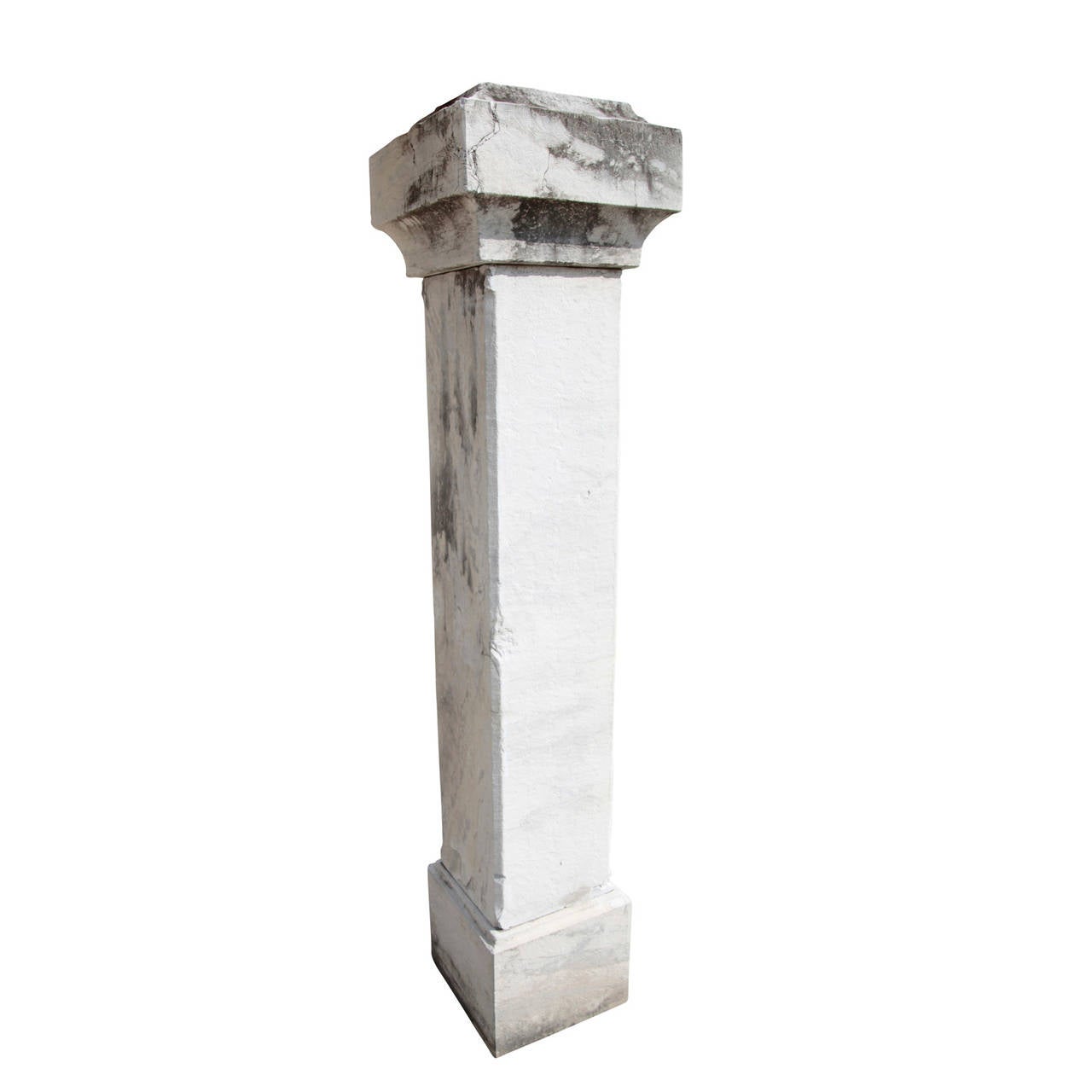 Wonderful Pair of Pillars from the 19th / 20th Century.
The marble pillars have a cuboid base and a monolith shaft with slanted corners. They are topped with a cuboid capital with a fillet.