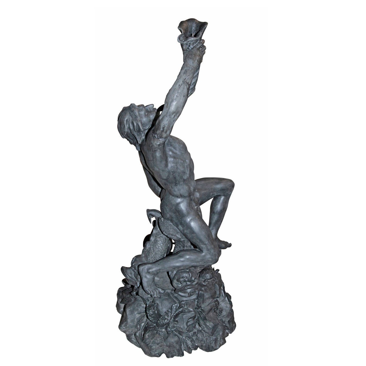Baroque Imposant Zinc Alloy Gargoyle, Depiction of Triton from the Mid-19th Century