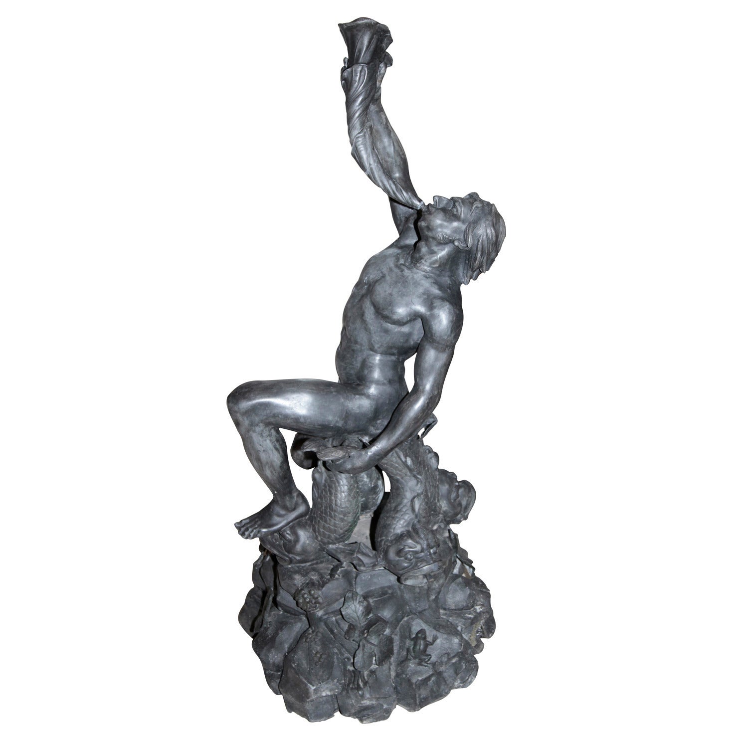 Imposant Zinc Alloy Gargoyle, Depiction of Triton from the Mid-19th Century