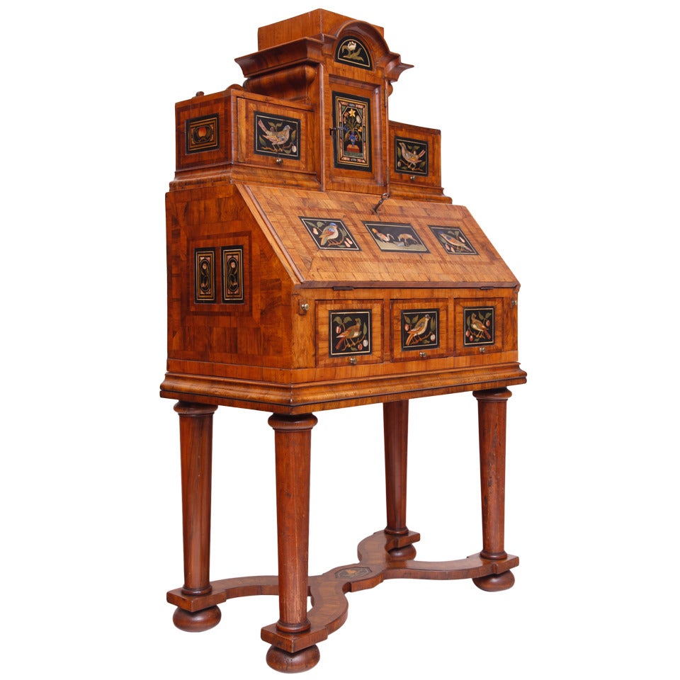 Baroque Cabinet Desk with Pietra Dura Inlays