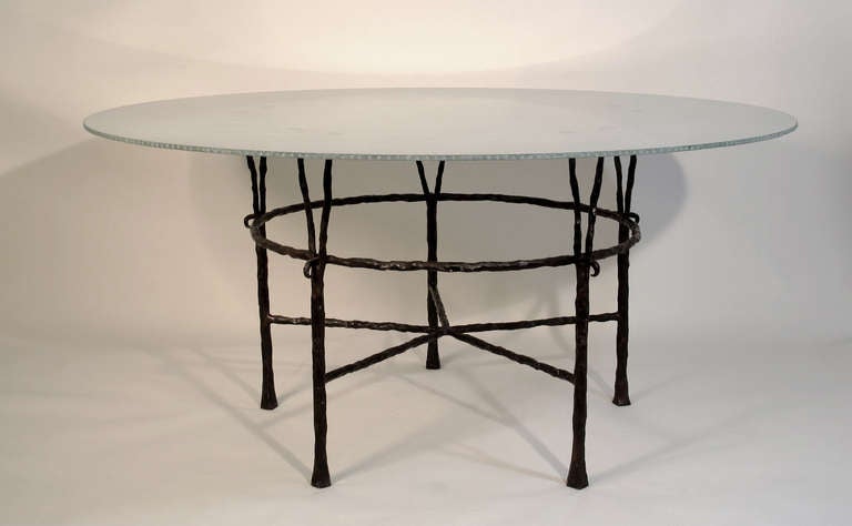 This hand crafted dining table is by renowned and highly sought after french/swiss designers Elisabeth Garouste and Mattia Bonneti. Made in the 1980s for the gallery “ En attendant les barbares ” it is extremely rare, and is one of a small edition