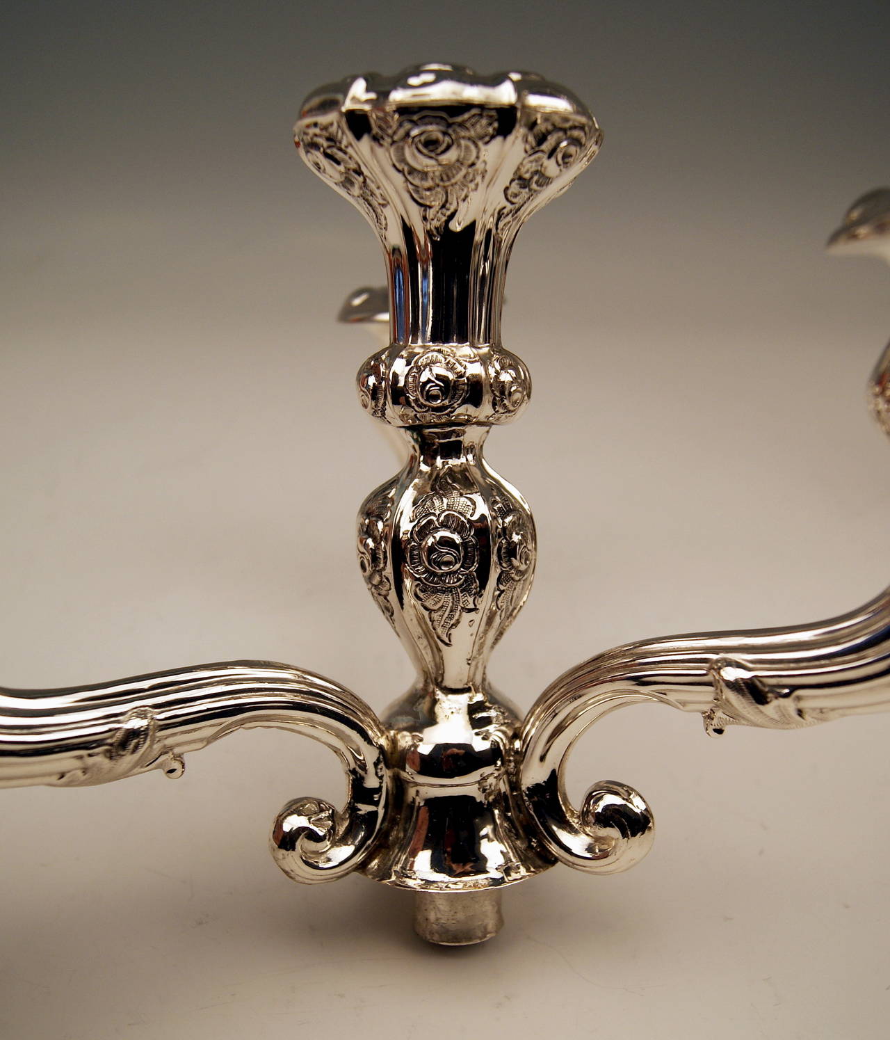 Silver Viennese Two Biedermeier Candlesticks by Albert Kattner dated 1857 For Sale 3