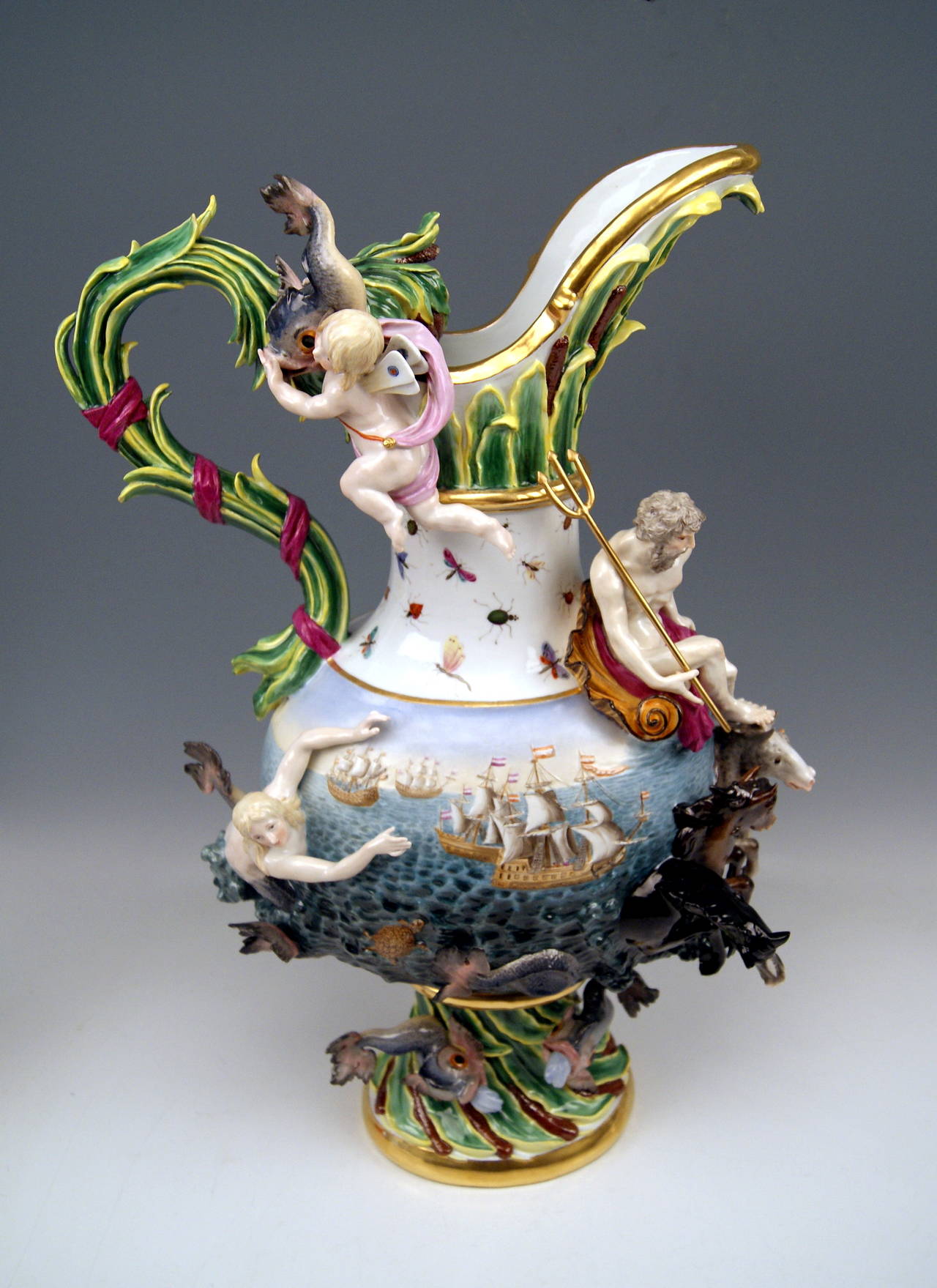 Baroque Meissen Porcelain Huge Ewer Water by Kändler made 19th century