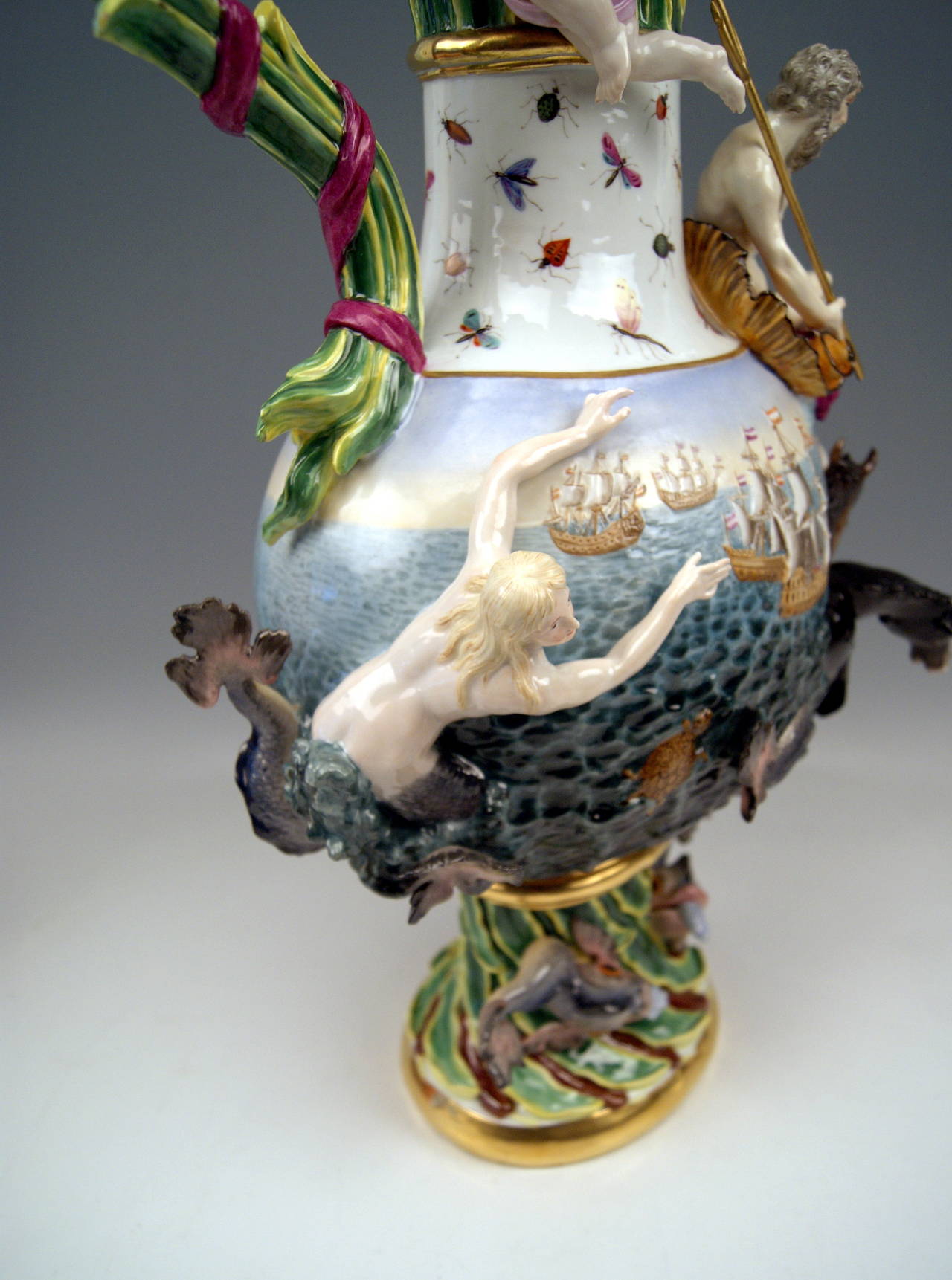Painted Meissen Porcelain Huge Ewer Water by Kändler made 19th century