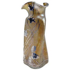 Vase Loetz Veuve Klostermuhle Bohemia Art Nouveau circa 1900 Decor Candia Papillon & Silver Overlay