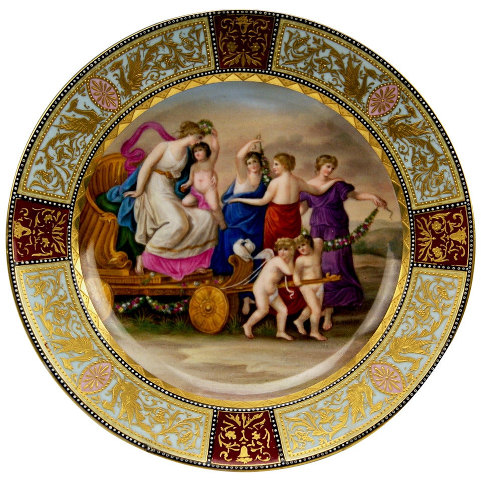 Meissen Plate Triumphal Procession of Goddess of Love Venus circa 1860 / 70