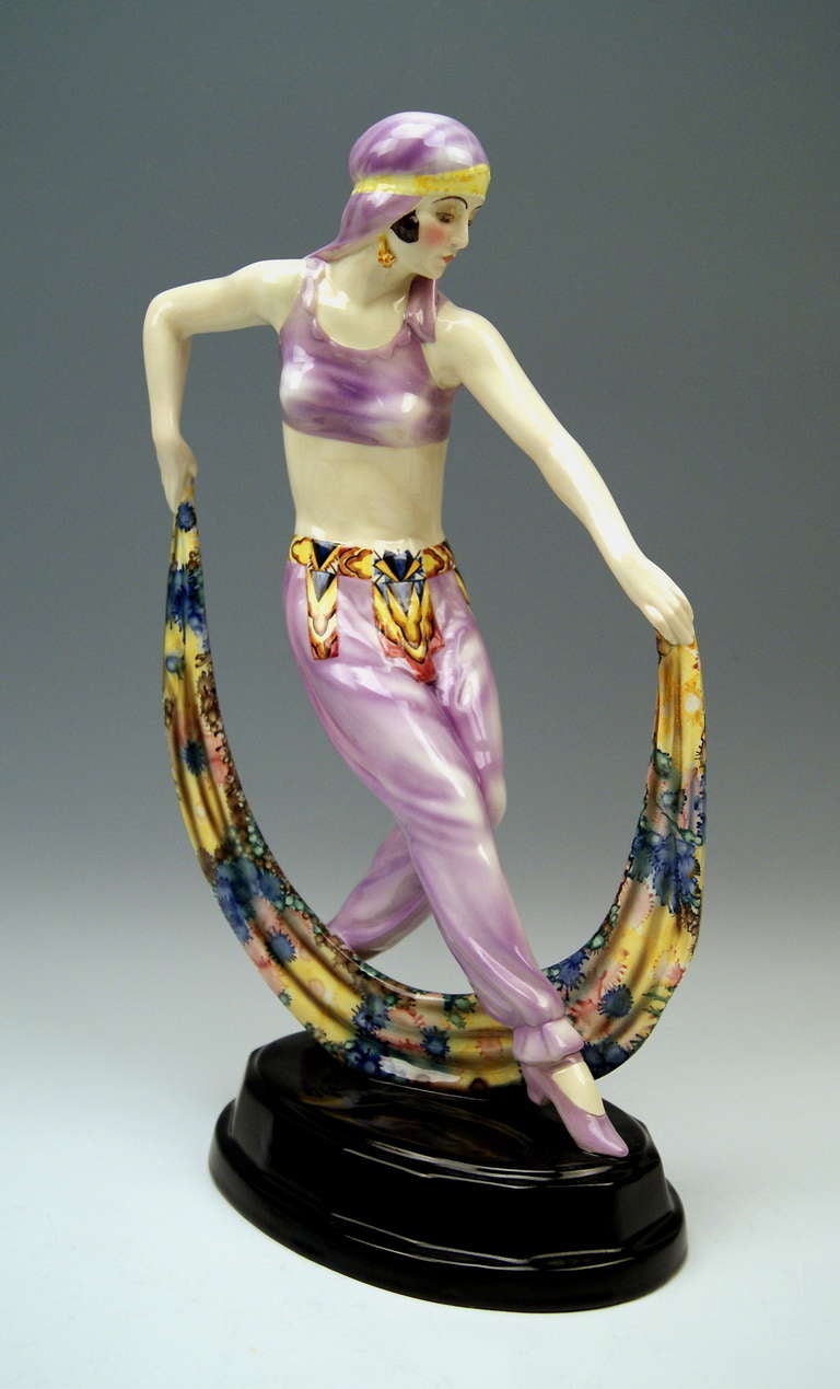 Goldscheider Vienna Lady Dancer Odalisque by Josef Lorenzl made circa 1925