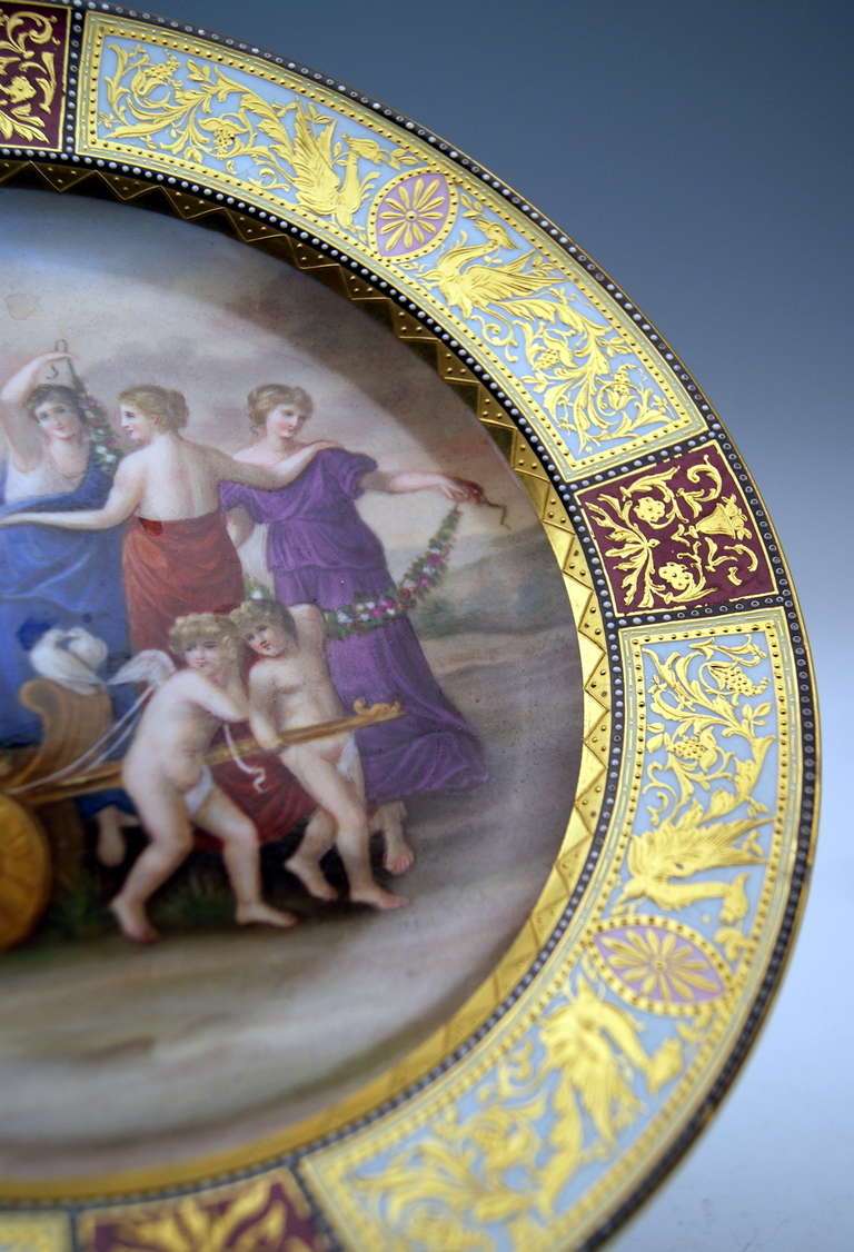 German Meissen Plate Triumphal Procession of Goddess of Love Venus circa 1860 / 70