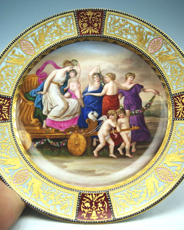 19th Century Meissen Plate Triumphal Procession of Goddess of Love Venus circa 1860 / 70