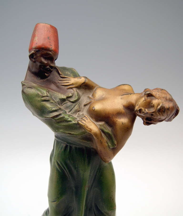 20th Century Vienna Bronze by Bruno Zach Arab Slave Trader Kidnapping Woman circa 1900 Argentor Vienna