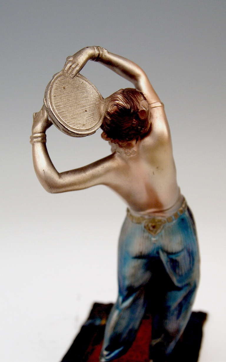 Vienna Bronze by Bruno Zach Arab Woman Playing Tambourine circa 1900 Argentor Vienna 3