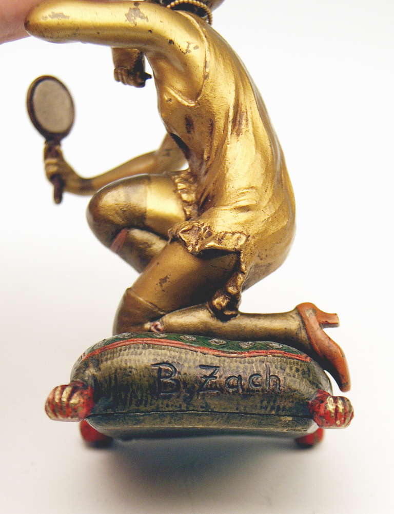 Vienna Bronze by Bruno Zach Female Nude Holding Mirror circa 1920 3