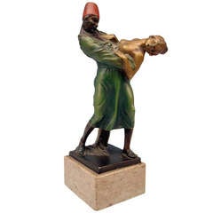 Wien Bronze von Bruno Zach Arabischer Sklavenhändler Entführung einer Frau um 1900 Argentor Wien