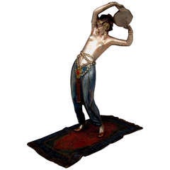 Vienna Bronze by Bruno Zach Arab Woman Playing Tambourine circa 1900 Argentor Vienna