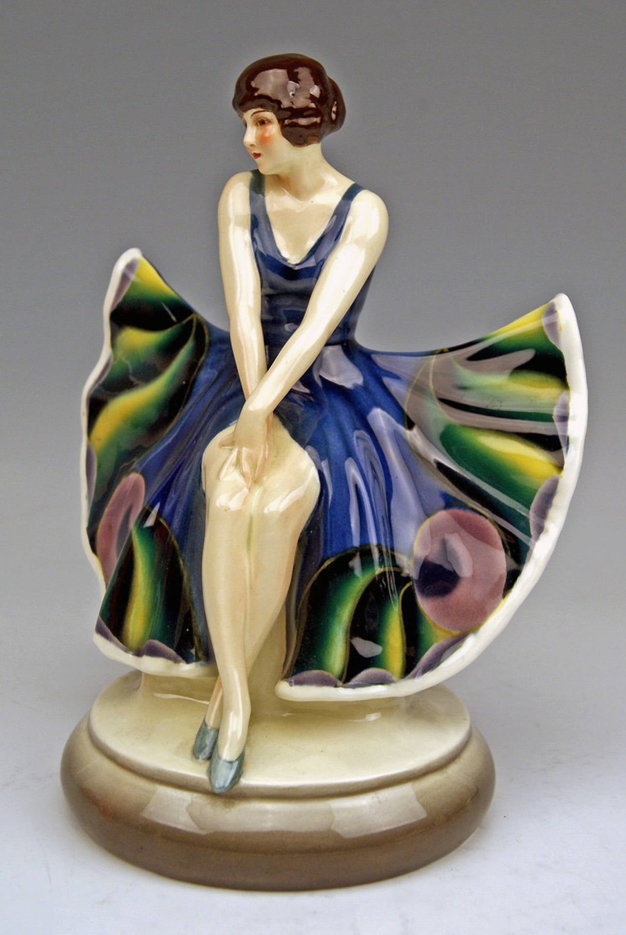 Goldscheider Vienna Butterfly Lady Sitting By Josef Lorenzl C.1930