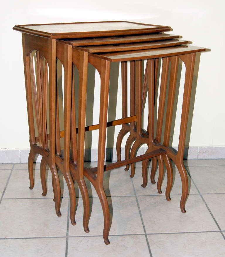 Art Nouveau Louis Majorelle Set of Nesting Tables 'Signed' Nancy France, circa 1900-1905