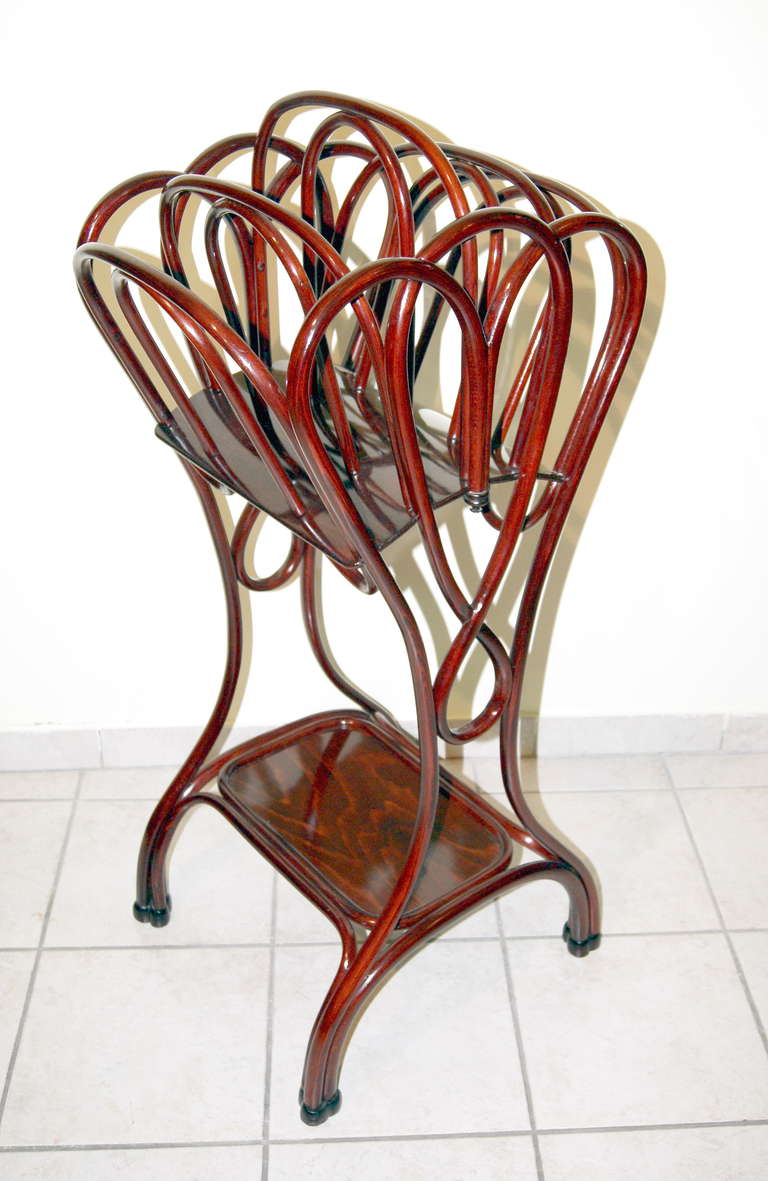 Beech Thonet Vienna Support for Newspapers Number 2  circa 1900-1905