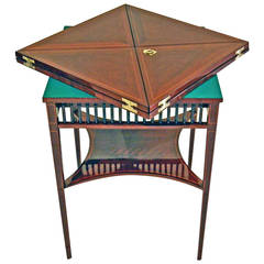 Art Nouveau Game Table Mahogany Veneer Vienna C. 1900