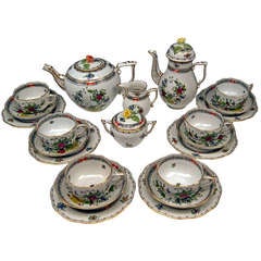 Herend Hungary Fleurs des Indes Coffee & Tea Set Consisting of 22 Parts circa 1950-60