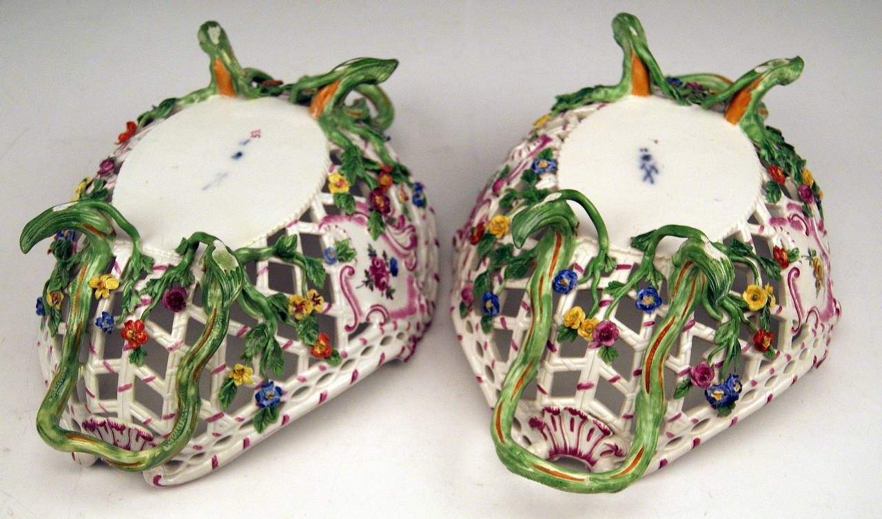 18th Century Meissen Finest Pair of Reticulated Bowls from the Marcolini Period c.1790-1800