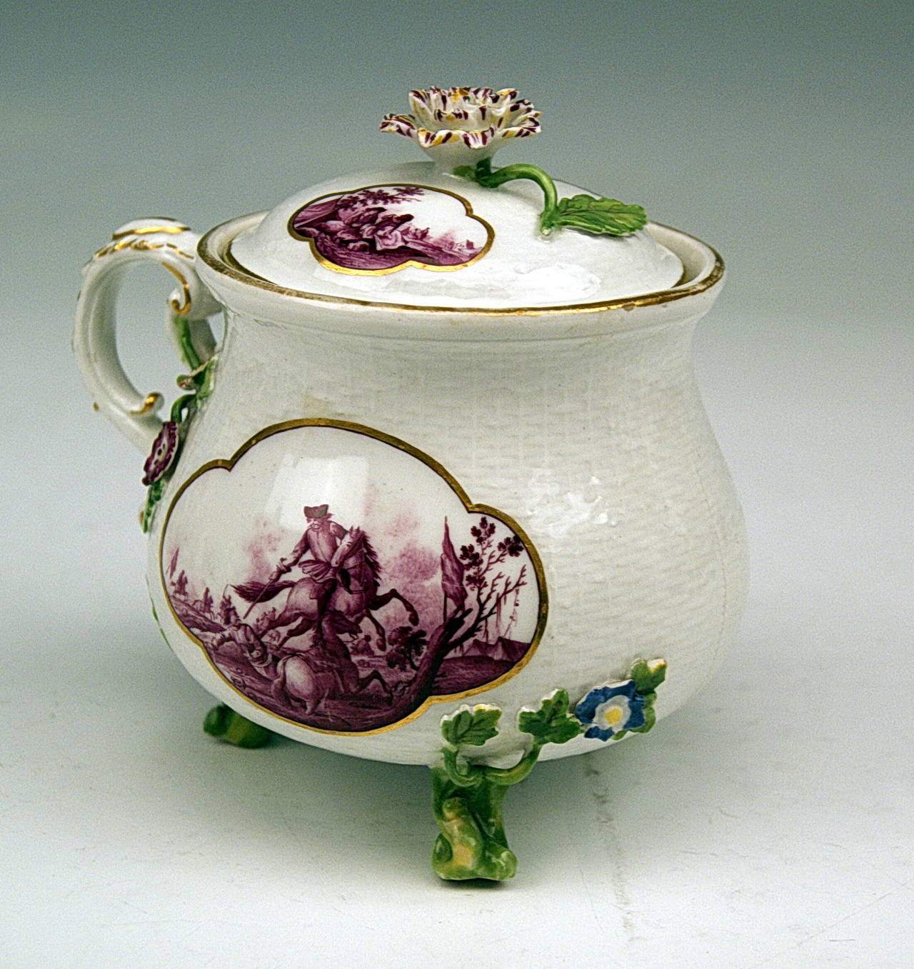 Glazed Meissen Lidded Pot Rococo Period, circa 1745
