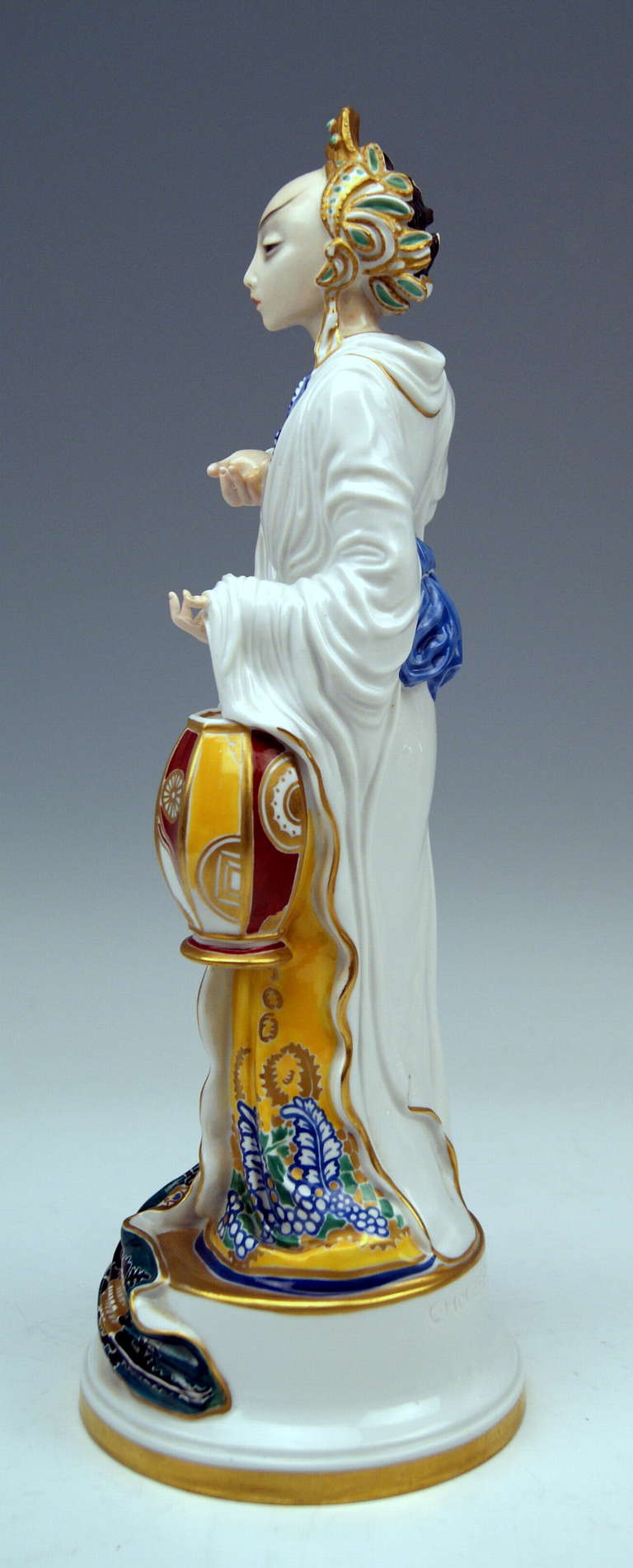 Art Deco Rosenthal Rarest Chinese Lady By Constantin Holzer-defanti Made C. 1920