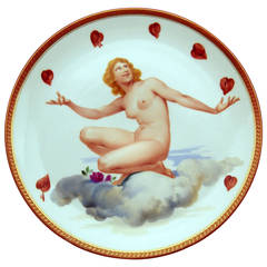 Antique Meissen Rarest Plate Female Nude Picture of Love Art Nouveau, circa1900
