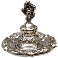 Viennese Silver Biedermeier Table Bell with Plate circa 1850-55
