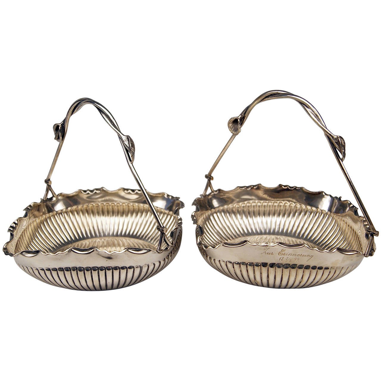 German Silver Baskets with Handles by W. Binder and Ap, Made before