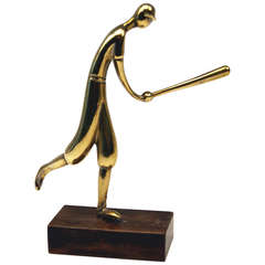 Art Deco Human Figurine Baseball Player made of Brass by Hagenauer, Vienna ca.1930-35