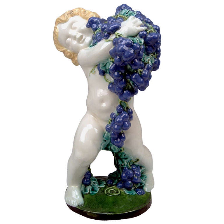 Michael Powolny Season's Figurine the Fall Lovely Cherub Vienna Signed MP WK 1