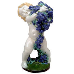Michael Powolny Season's Figurine The Fall Sculptured Most Lovely Cherub With Wine Grapes C.1907-12 9