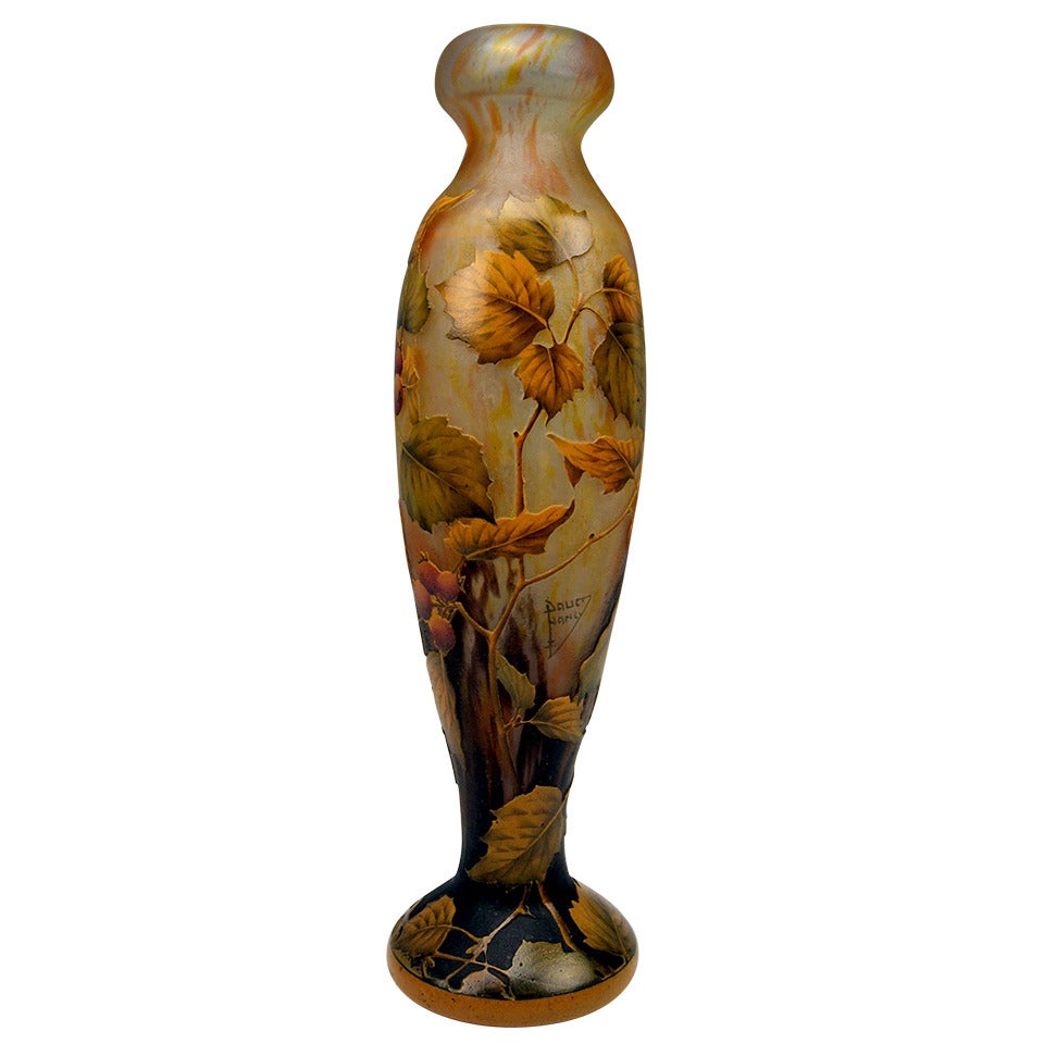 Daum Nancy grand vase avec églantines Art Nouveau France Lorraine 1900 - 1905