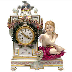 Meissen Gorgeous Table or Mantle Clock circa 1870 4