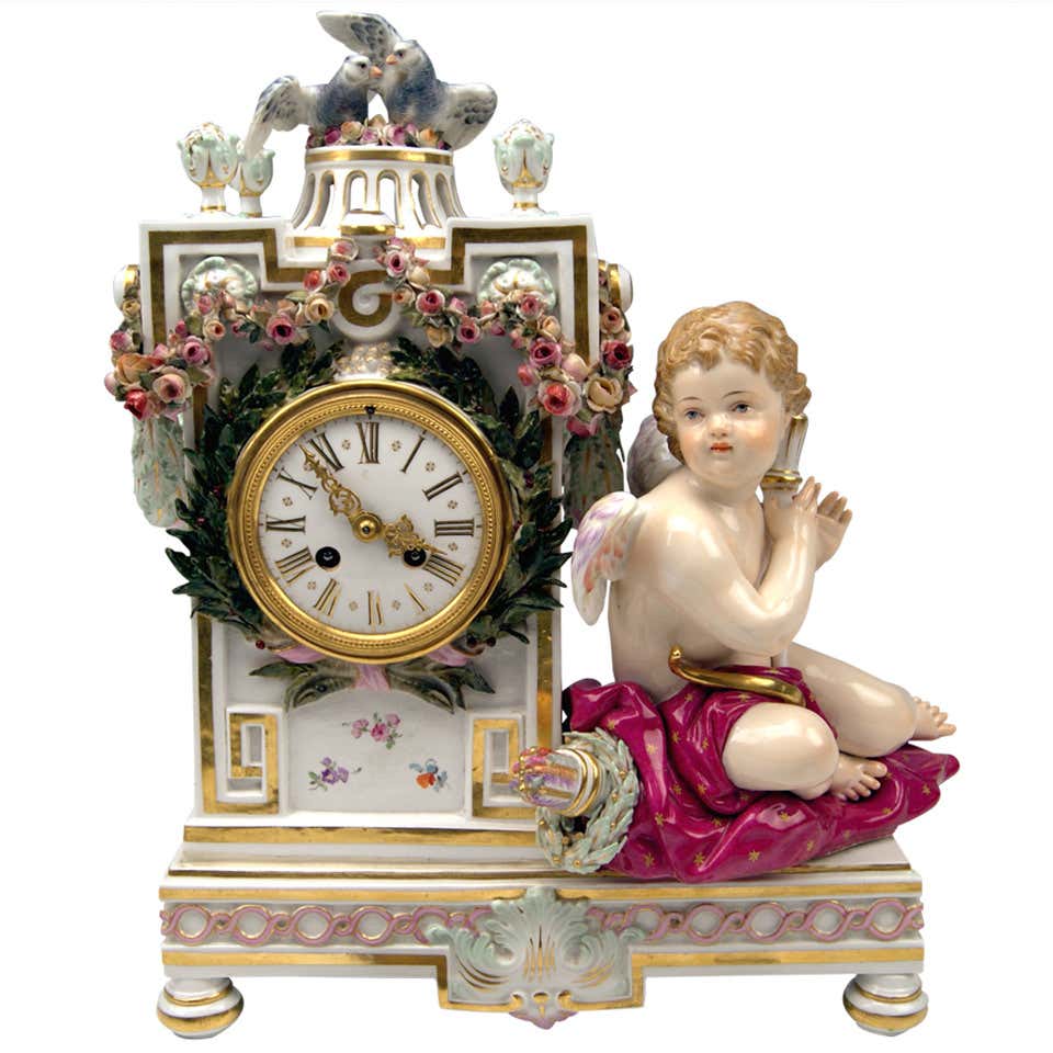 Meissen Gorgeous Table or Mantle Clock circa 1870 at 1stDibs