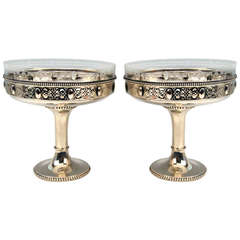 Silver German Pair of Centerpieces with Original Glass Liners circa 1900 4