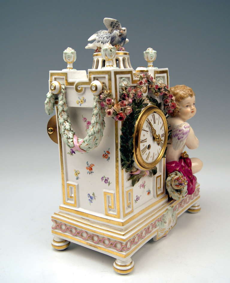 Rococo Meissen Gorgeous Table or Mantle Clock circa 1870