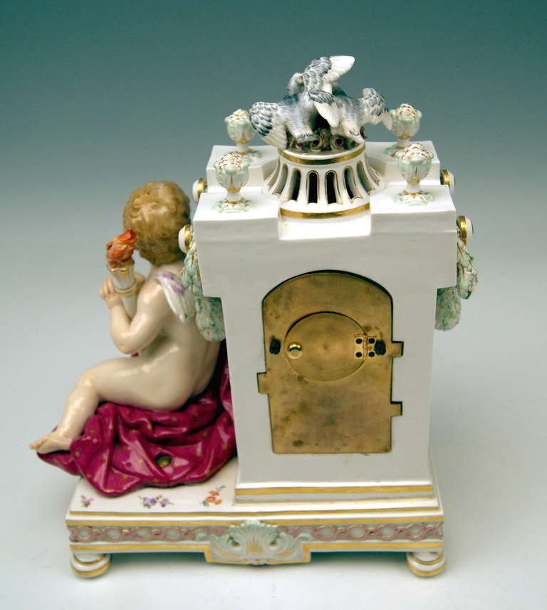 Porcelain Meissen Gorgeous Table or Mantle Clock circa 1870
