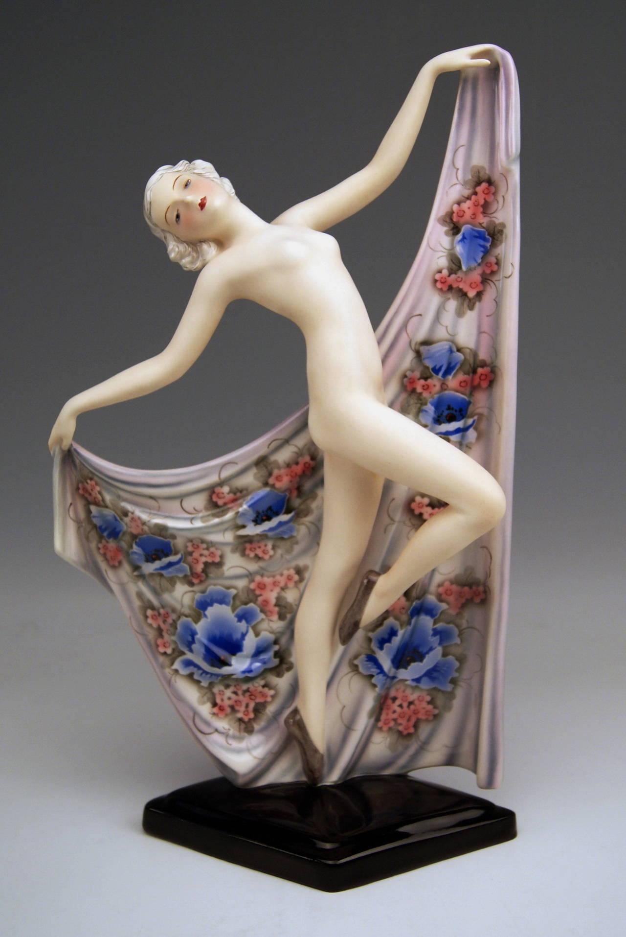 Painted Goldscheider Female Nude Nocturno by Nieschlag and Melcher, circa 1938